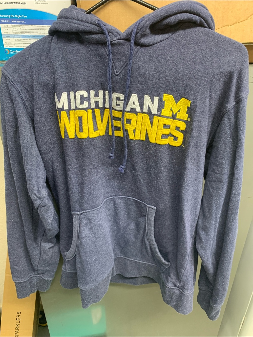 Pro Edge Navy Crewneck Hoodie with Yellow & White Michigan Logo